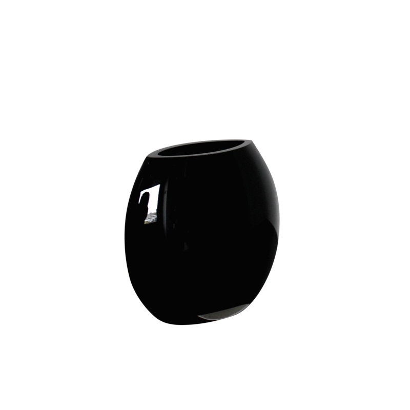 Cialan Glass Table Vase, Black, 8.5" H x 10.25" W x 4" D
