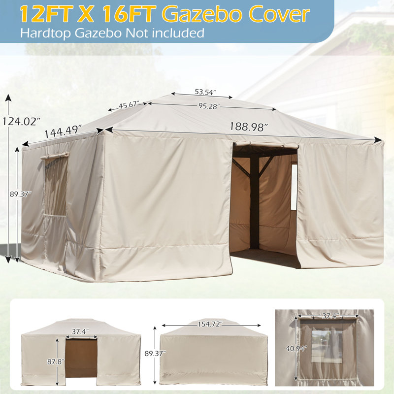 Stop Winter Damage! Ultimate 12'x16' Gazebo Cover Creates Extra Storage Space for Patio Furniture , 16" W x 12" D