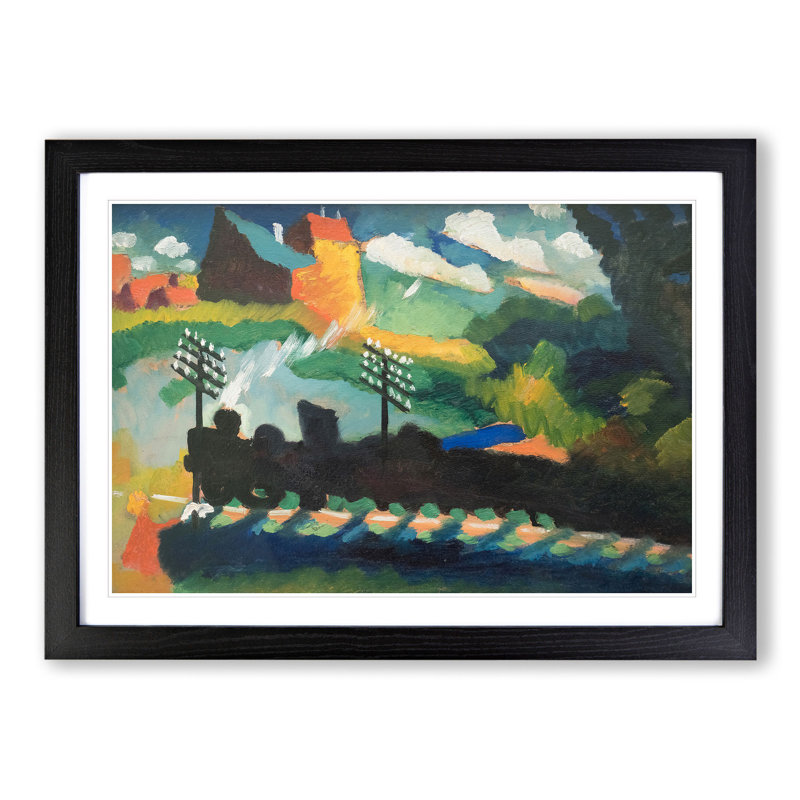 Railroad at Murnau by Wassily Kandinsky - 1 Piece Single Picture Frame Wall Art, 27cm H x 36cm W x 2cm D, Black Framed