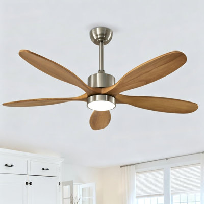 52" Natural Wood Blade Ceiling Fan Light