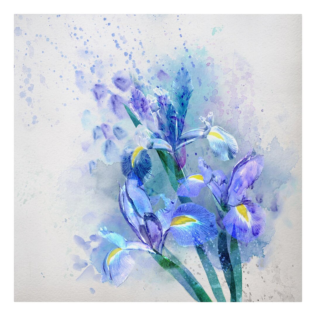 Leinwandbild Aquarell Blumen Iris