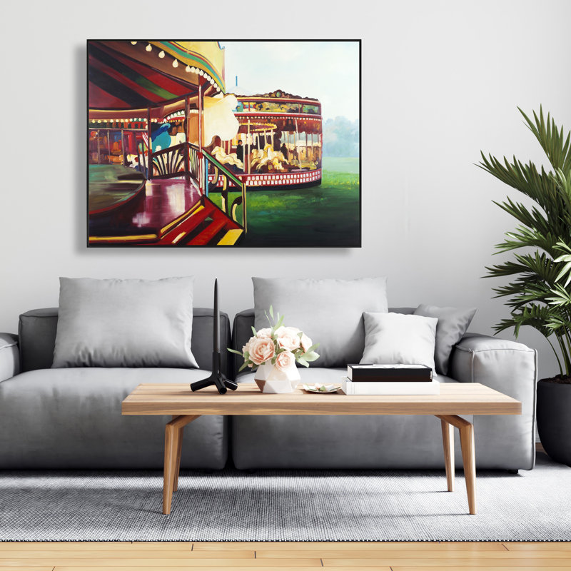Carousel in a carnaval | Yellow Bedroom Framed Canvas Decor