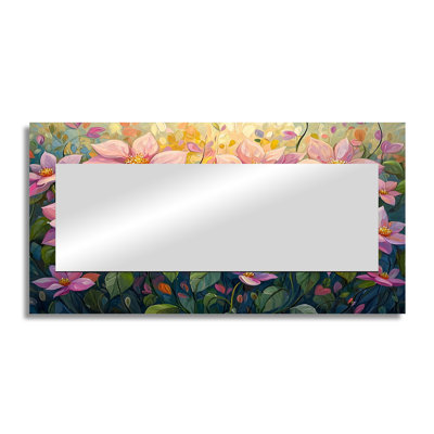 Spring Poinsettias Festive Petal Dance I - Floral Accent Wall Mirror - Printed On Metal