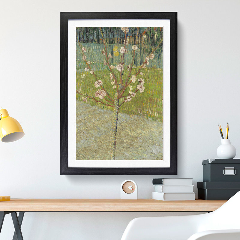 Peach Tree in Blossom by Vincent Van Gogh - Framed Print, 48cm H x 36cm W x 2cm D, Black Framed