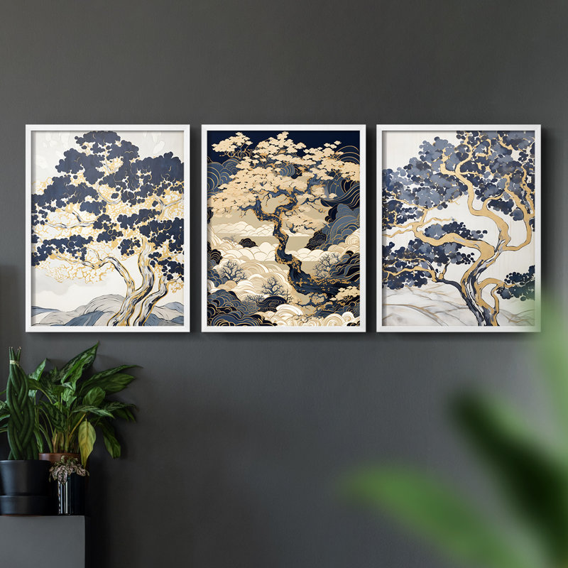 Lanscape Study Series XL III -Set de 3 estampes numériques giclées -Prêt à accrocher, Blanc, H 20 po x l 16 po