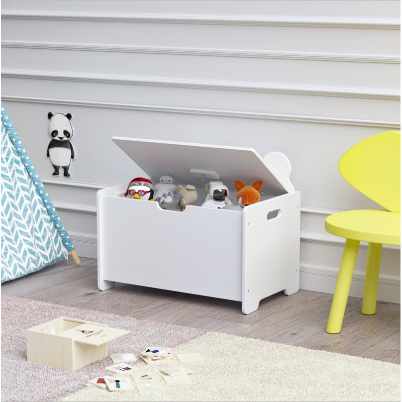 Boîte à jouets pour enfants, coffre de rangement en bois pour enfants avec couvercle à charnières de sécurité pour enfants de 2 ans et plus