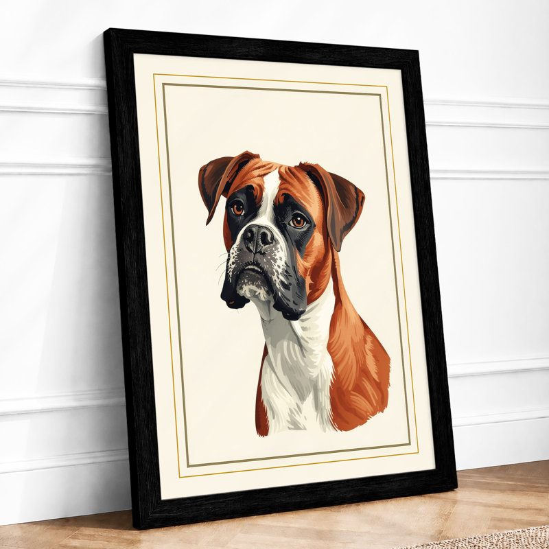 Boxer Dog Portrait Minimalist - Print, A1 - 84.1 x 59.4 cm, Black