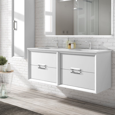 Aalaysia 64'' Double Bathroom Vanity with Ceramic Top