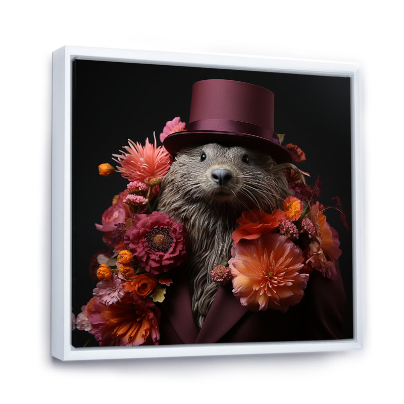Autumn Wonders II - animaux, art mural, Cadre flottant blanc, H 16 po x l 16 po x P 1 po