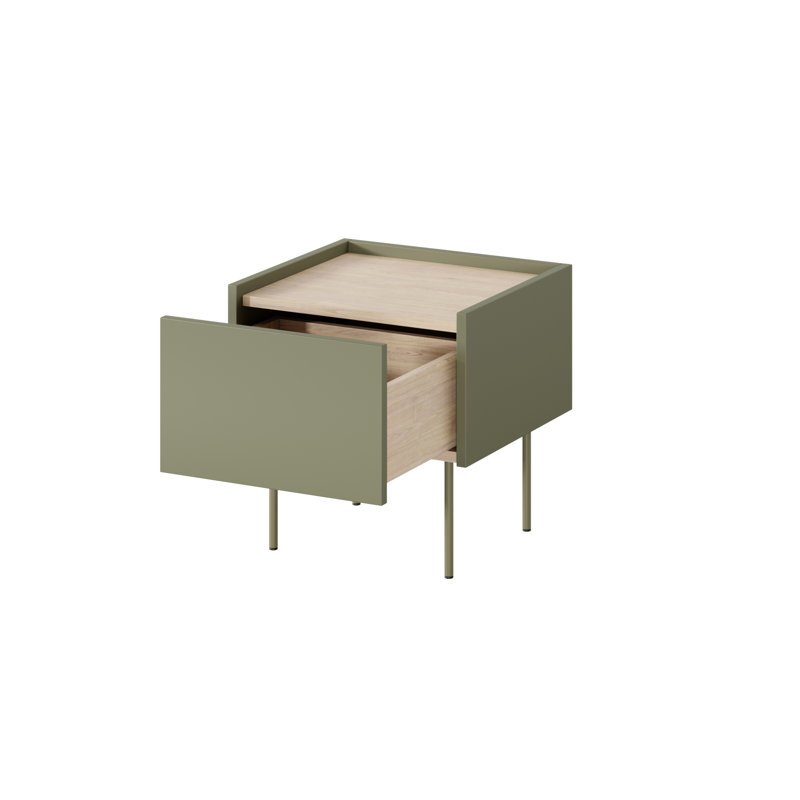Cartegena 45cm W Manufactured Wood Bedside Table, Green
