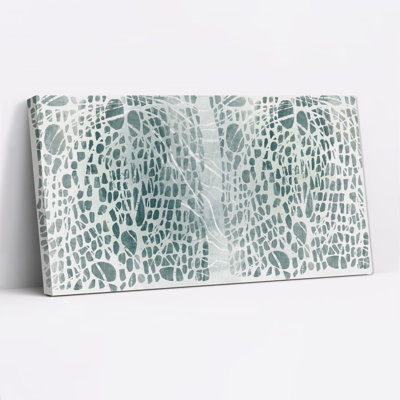 Teal and Grey Abstract Pebble Pattern Canvas Wall Art