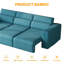 Canapé-lit inclinable électrique inclinable 124 po avec appuis-tête réglables, canapé 3 places en cuir synthétique avec haut-parleurs Bluetooth, recharge sans fil, USB / Type-C et veilleuse, similicuir imperméable, bleu-486329192