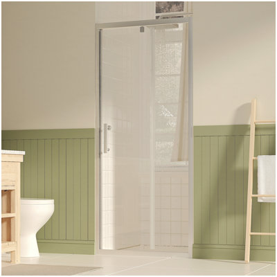 31-33" W ×72" H Pivot Shower Door, 1/4"(6mm) SGCC Clear Tempered Glass Shower Door with Explosion Film, Nano Easy-Clean Coating, Reversible Installation, Brushed Nickel