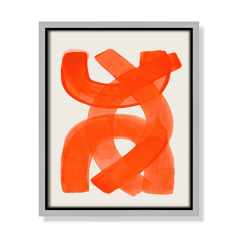 «Orange Strokes Print» par Haniff, Toile avec cadre, Flottant argent, L 9,5 po x H 11,5 po
