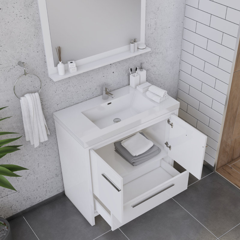 Ensemble de meuble-lavabo simple 36 po Feike, Blanc