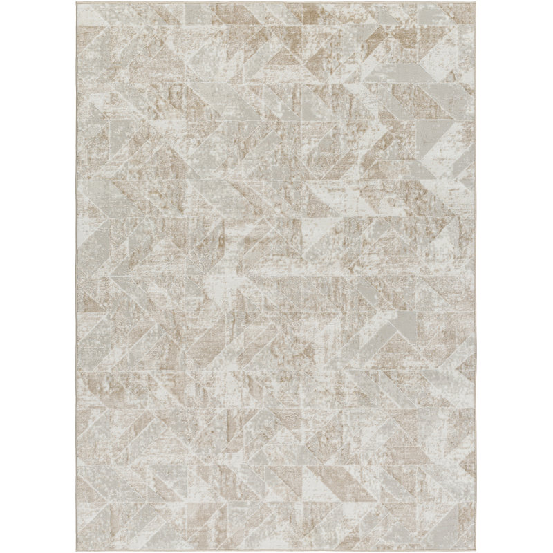 Alejandro Chevron Beige/Gray Area Rug, Rectangle 9' x 12'