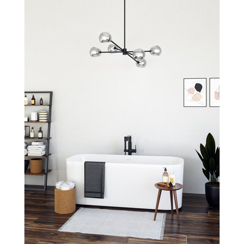 Matte Black and Smoke Glass Sputnik Chandelier