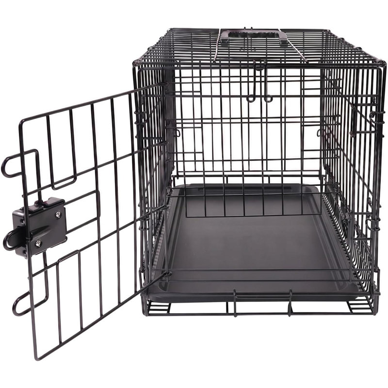 Cage pour chien durable et pliable en métal avec plateau, porte simple