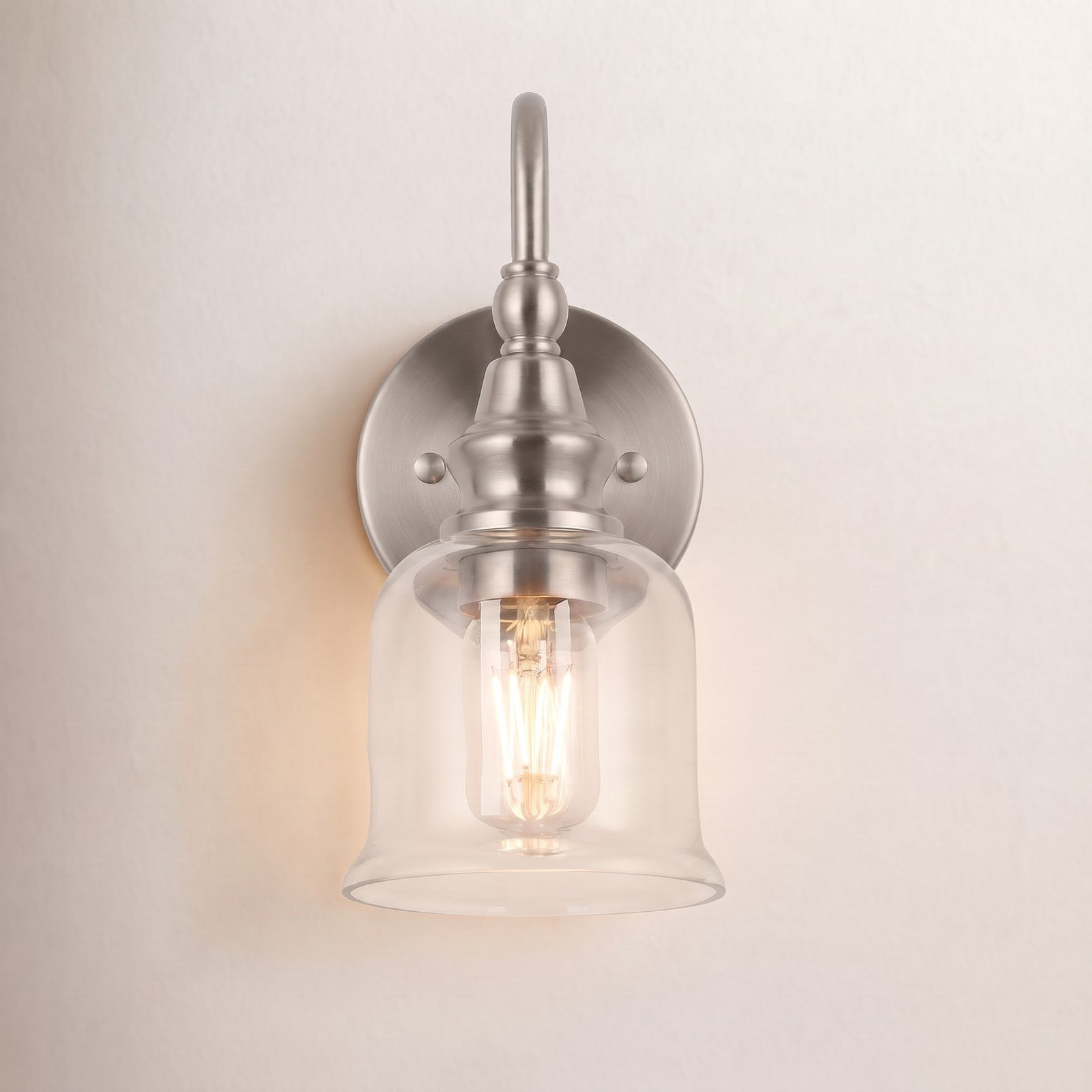 Cassiel Single Light Dimmable Armed Sconce, Nickel