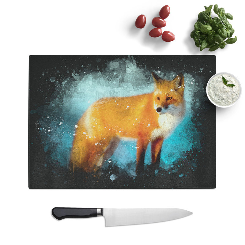 Tempered Glass the Red Fox Chopping Board, 28.5 cm x 39 cm