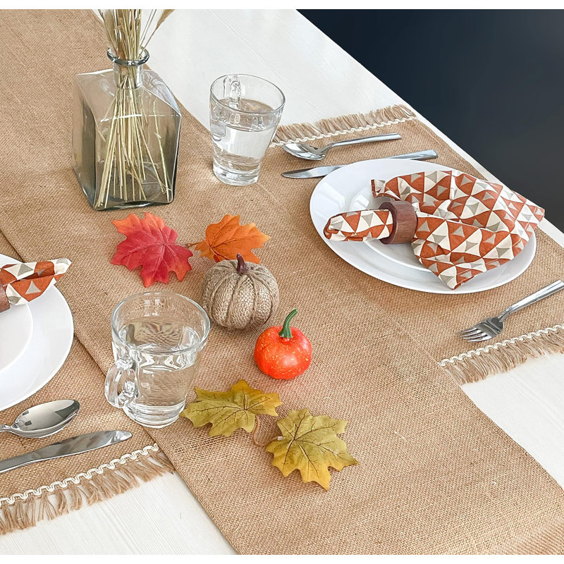 Leonord Chevron Square Napkin, Orange/Beige/Ivory