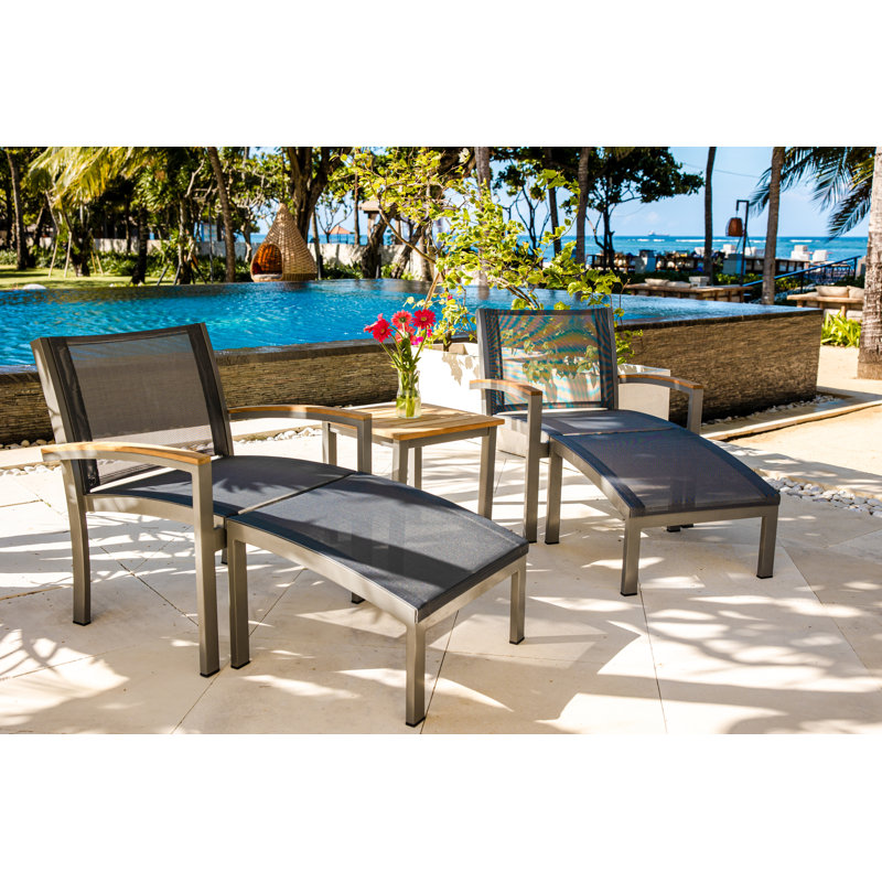 Soho 20" Teak Aluminum Outdoor Tall Square Side Table, Silver