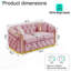 Canapé Chesterfield 62,6 pouces Mid Century Modern, velours rose et or, canapé de salon capitonné avec décoration en acier inoxydable et 2 coussins, rose-129420437