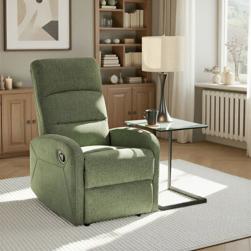 Vadys Upholstered Recliner, Green Fabric