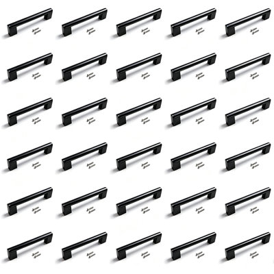 30 Pack Black Matte Modern Stainless Steel Cabinet Pulls, Bar Pulls, Drawer Pulls and Handle Pulls Model CPMBXMO0005 Hole Distance 5 1/16''