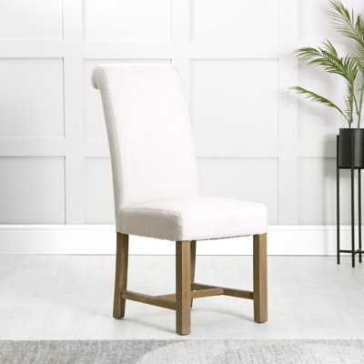 Stamford Scroll Back Fabric Dining Chair - Grey