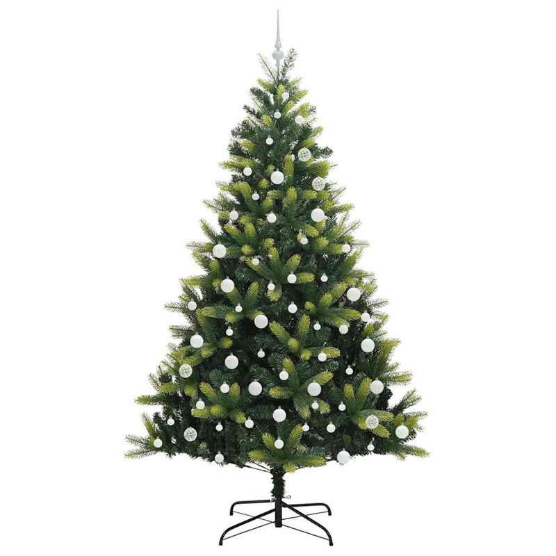 Artificial Hinged Christmas Tree 300 LEDs Green, 6.89' H, White