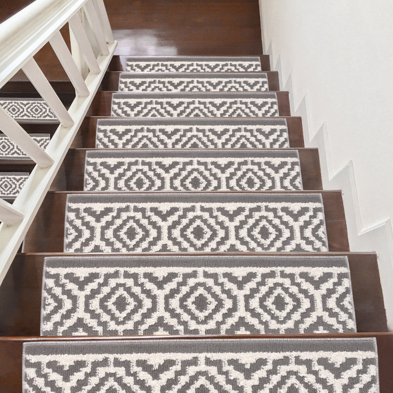 Bevel Non-Slip Stair Tread, 15 Pack, Ivory/Gray/Cream