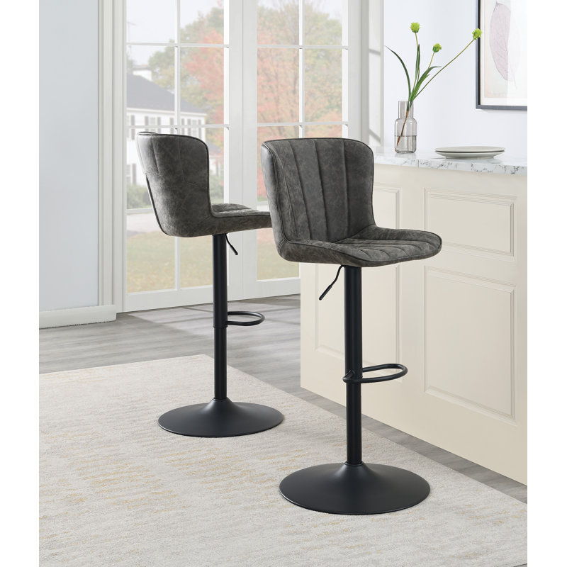 Tabouret à hauteur réglable Kirkdale (ensemble de 2), Charbon de bois
