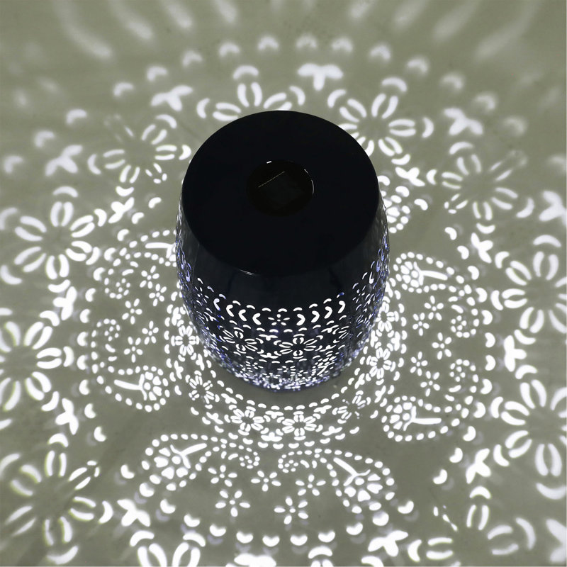 Solar Side Table With Built-In Solar Battery,Stunning Flower Pattern At Night,Eco-Friendly And Energy Efficient Outdoor Furniture Ideal,For Patios Gardens And Backyards