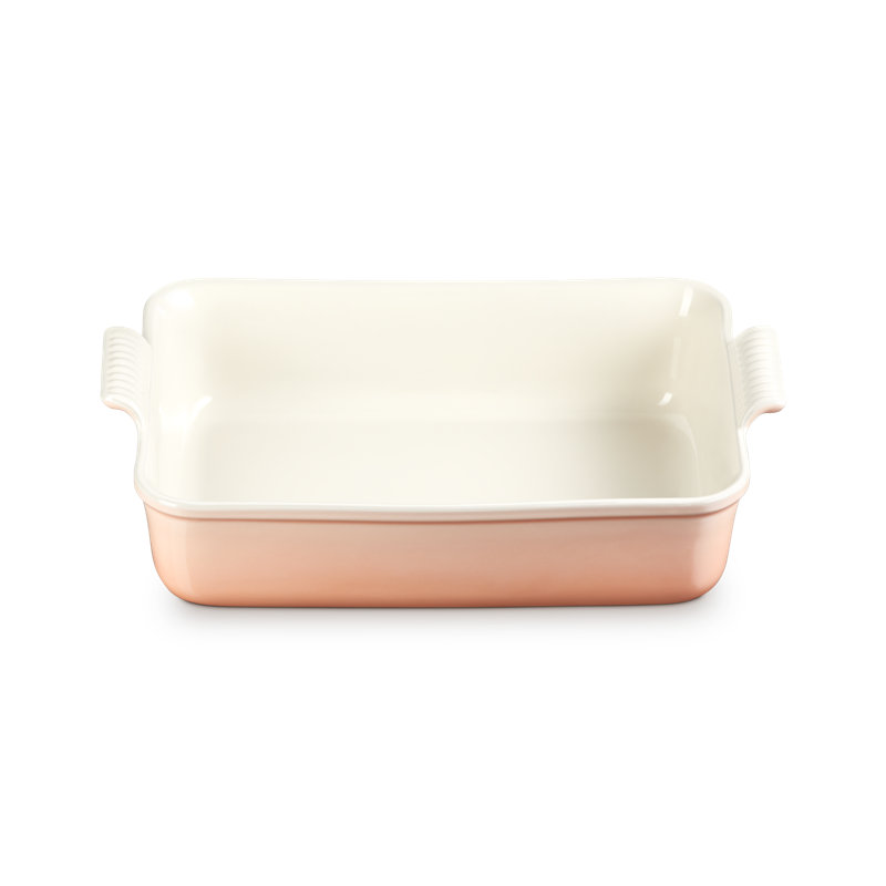 Le Creuset Stoneware Heritage Deep Rectangular Lasagna Dish, 6.75 Qt., Cerise, Peche