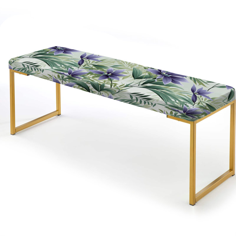 Green Purple Bamboo Serenade Tropical Pattern - Tropical Upholstered Gold Bench
