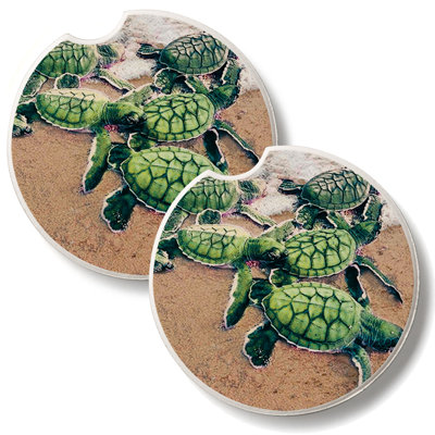 Baby Sea Turtles 2 Pack Absorbent Stone Car Coasters