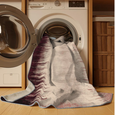 Machine Washable Watercolor Grey Area Rug
