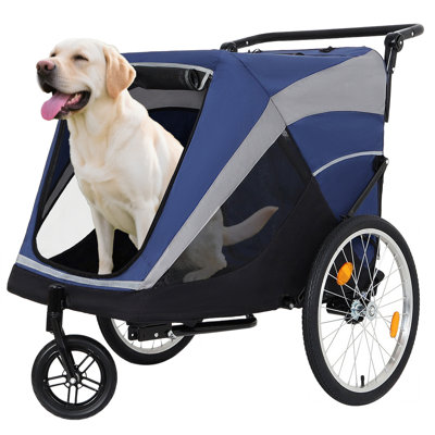 2-in-1 Bike Trailer and Push Cart with Quick Release Wheel for Pets
