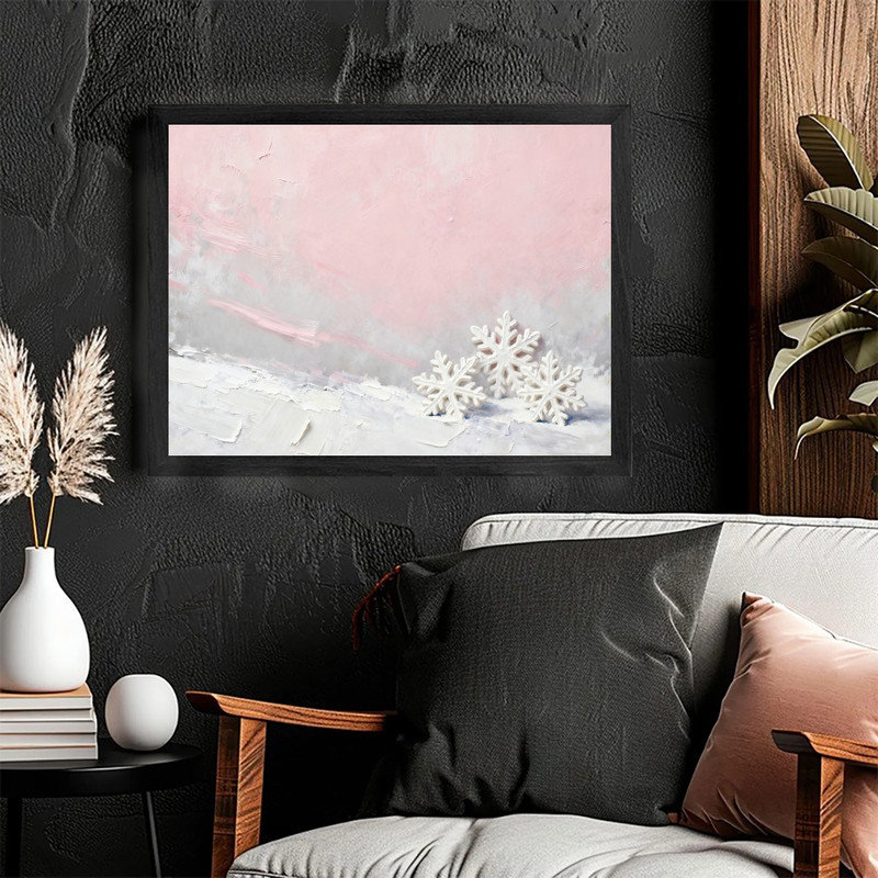 Cadre artistique encadré noir et rose, H 9 po x l 11 po
