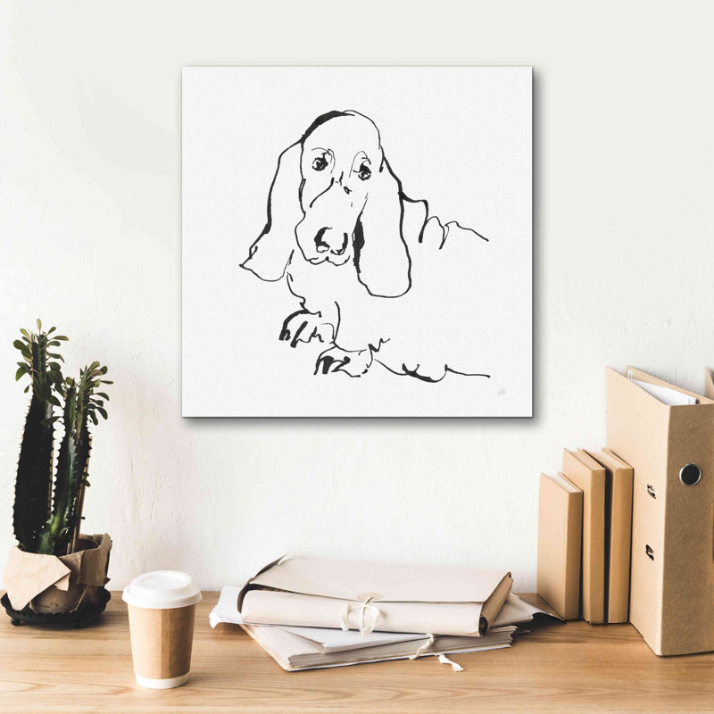 «Line Dog Basset Hound» par Chris Paschke, estampe numérique sur toile, H 18 po x l 18 po x P 0,75 po