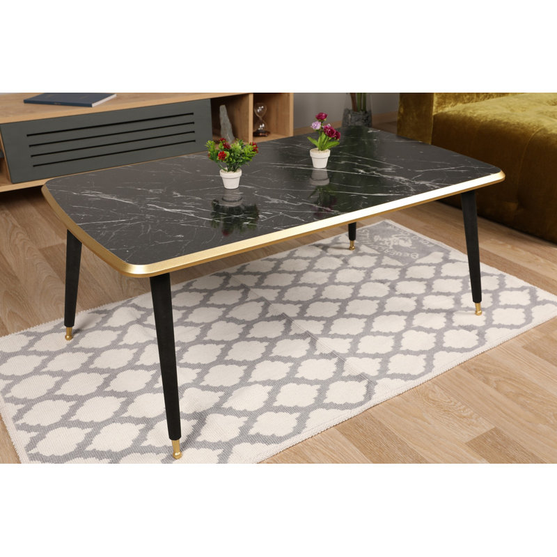 Table basse moderne, design abstrait gris et noir, 39,4 x 16,5 x 23,6 pouces | 100% panneau de particules enduit de mélamine, épaisseur: 0,7 pouce | Style marbre élégant, idéal pour les salons contemporains et les espaces glamour