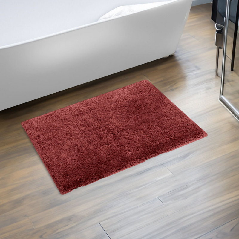 Better Trends Haven Collection 100% Polyester 2100 GSM Bath Rug, Non-Slip TPR Backing, 17" x 24" Soft, Absorbent & Quick Dry Rug for Bathroom, Shower, Tub, Vanity & Sink Area, Red