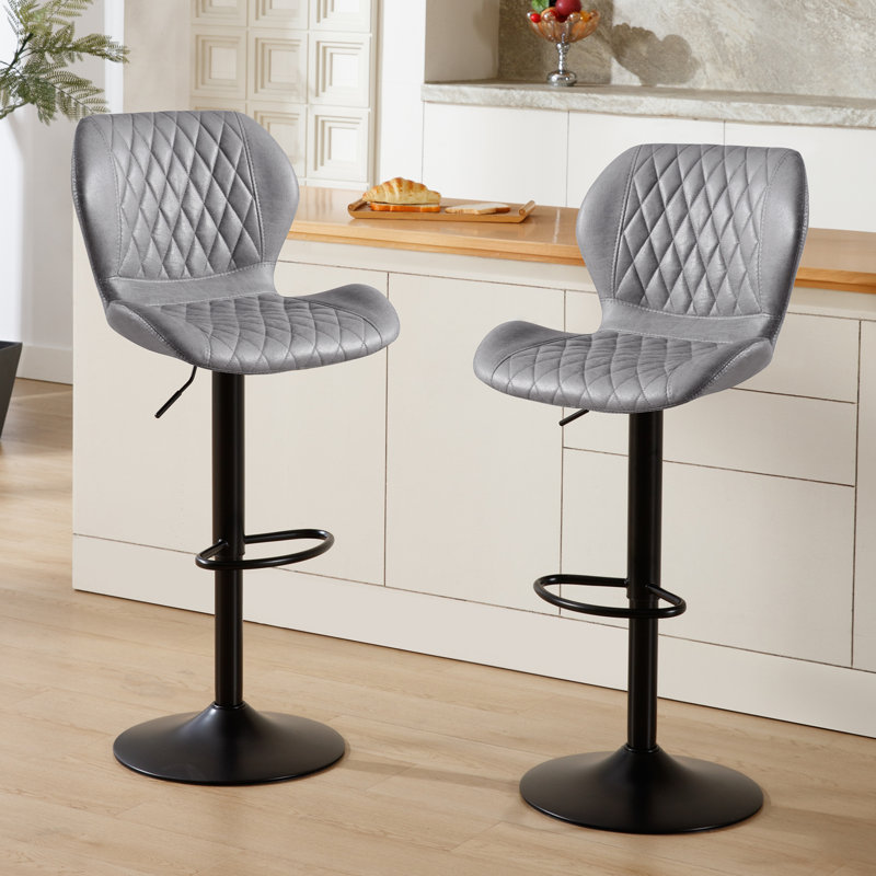 Tabouret de bar pivotant à hauteur réglable, Gris clair