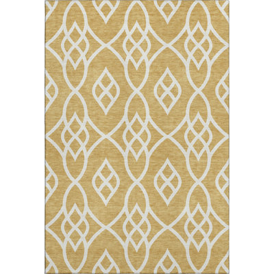 Premium Machine Washable Prisco Gold Rug