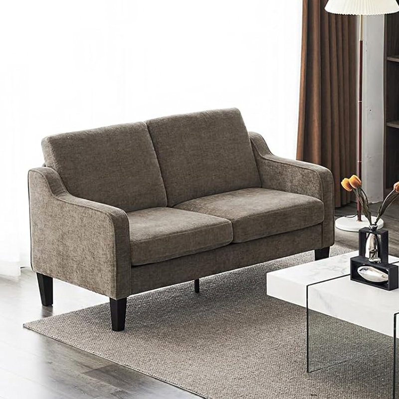 Sinya Upholstered 53.5'' Loveseat, Dark Taupe Chenille