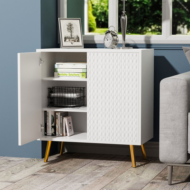 Buffet décoratif carré en fer 2 portes Lachonne, Blanc