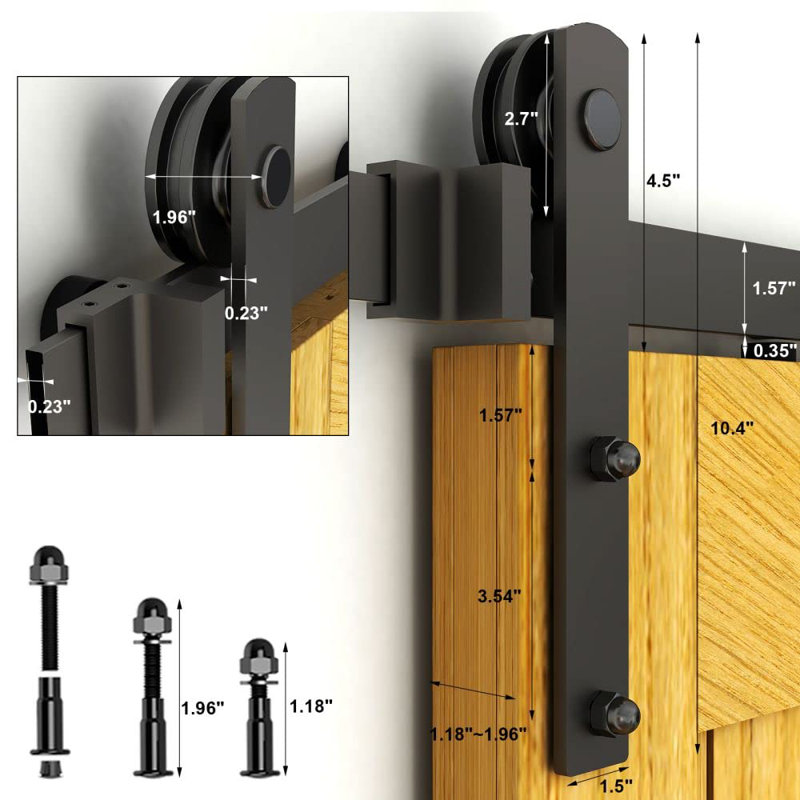 6FT Black Steel Sliding Barn Door Hardware Kit