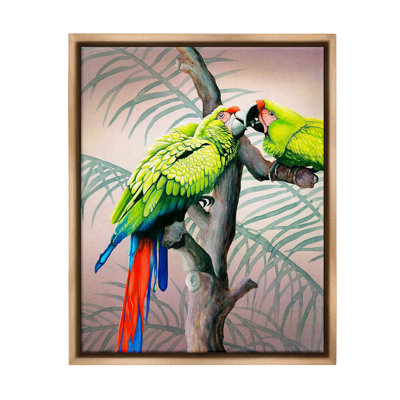 "Perroquets jouant sur une branche" par Christine Reichow sur toile