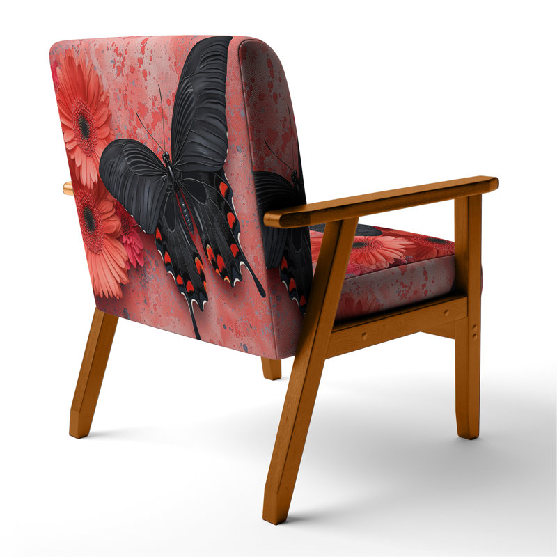 Chaise avec accoudoirs en velours Magiera, Rose/noir, Brun